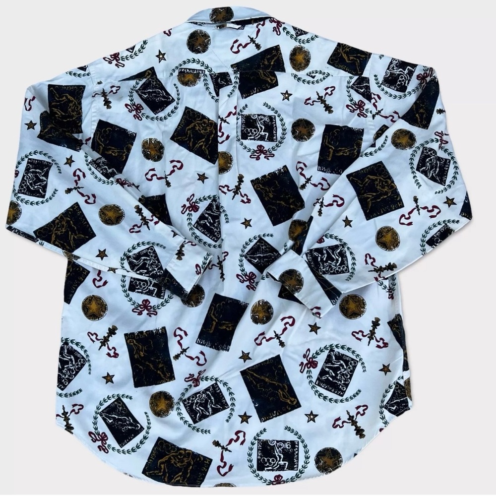RARE Vintage Tommy Hilfiger Long Sleeve Shirt Olympics Theme All Over Print Sz L - Picture 2 of 7